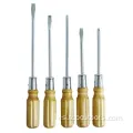 5pcs destornilladores de mango de madera chapados cromados